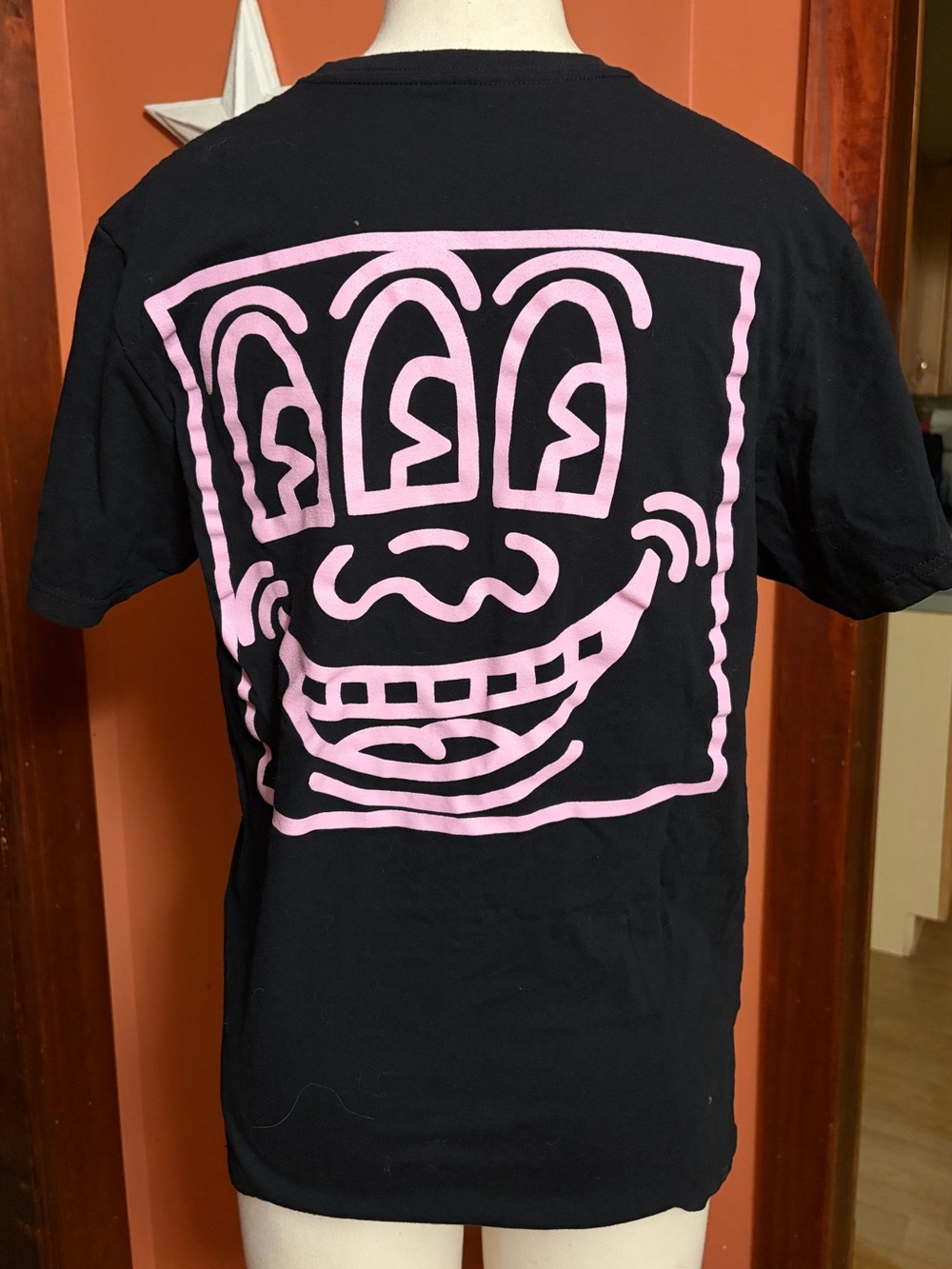 Keith Haring black and pink graphic T-shirt